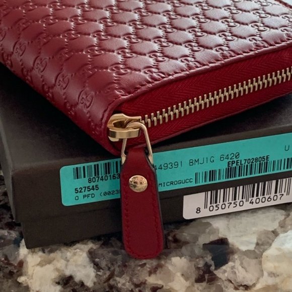 SOLD! NEW GUCCI Guccissima Red Zip Around Wallet - Picture 5 of 8